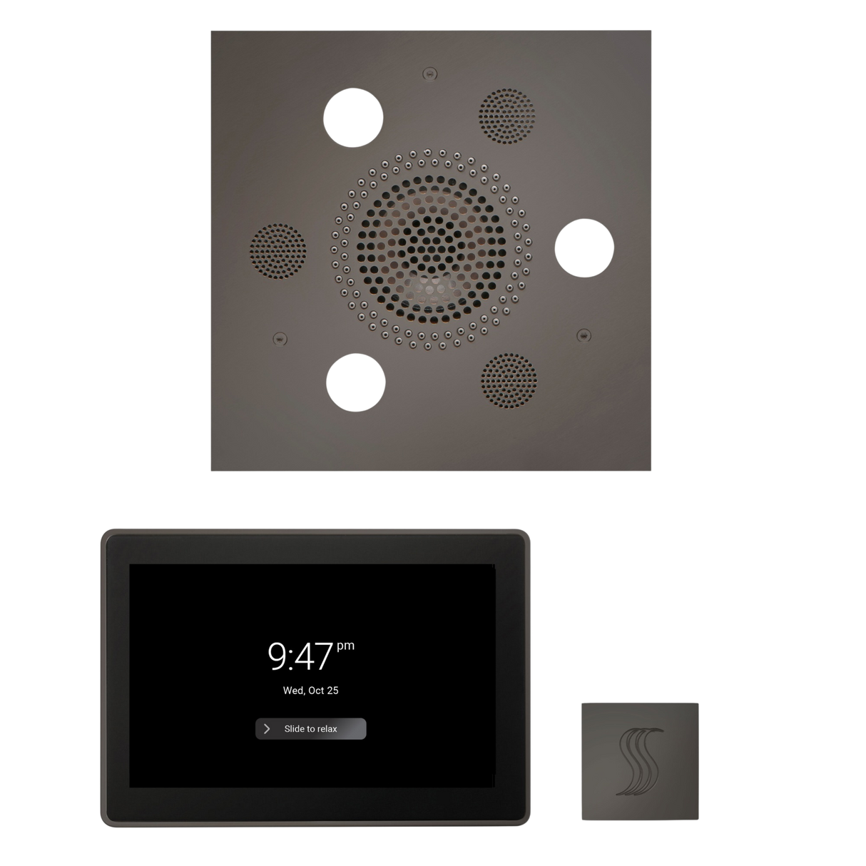 ThermaSol WSTP15S Wellness Steam Package - Serenity Advanced Square Rainhead + ThermaTouch2 15" Control + SteamVection Square Steam Head ThermaSol