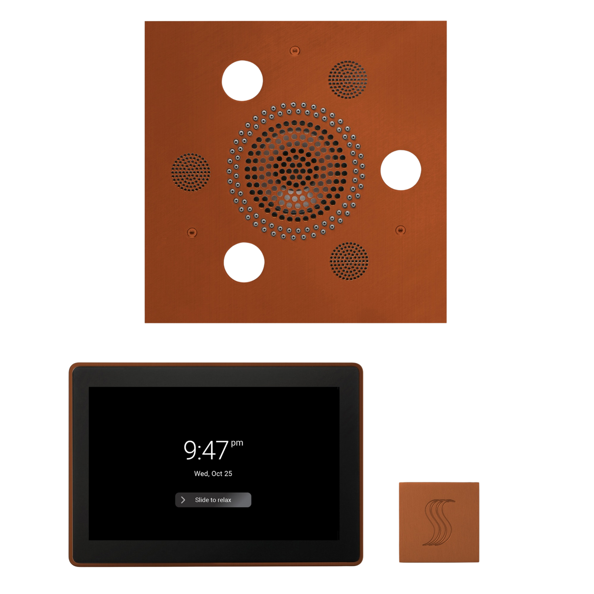 ThermaSol WSTP15S Wellness Steam Package - Serenity Advanced Square Rainhead + ThermaTouch2 15" Control + SteamVection Square Steam Head ThermaSol