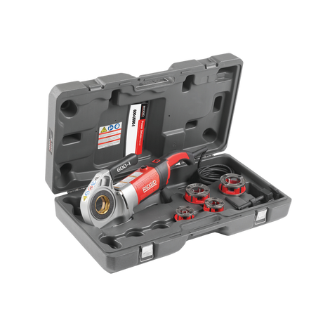 RIDGID 44918 600-I Hand-Held Power Drive Complete with 1/2"-1 1/4" NPT 11R Die Heads, Support Arm, and Case RIDGID