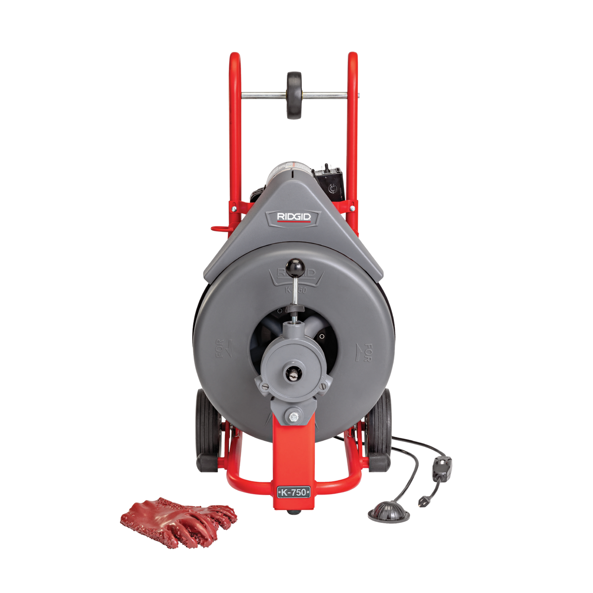 RIDGID 42012 K-750 Drum Machine with One Pair of Gloves, AUTOFEED, Standard 5/8" Tool Set, and: C-27, 75' x 5/8" Cable RIDGID
