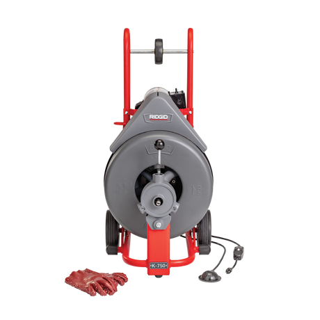 RIDGID 42012 K-750 Drum Machine with One Pair of Gloves, AUTOFEED, Standard 5/8" Tool Set, and: C-27, 75' x 5/8" Cable RIDGID