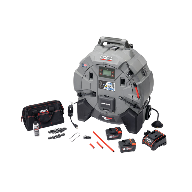 RIDGID 79773 KM-1004 FlexShaft Milling Machine Domestic (1 1/4in (32mm) - 4in (100mm)) with Batteries Charger RIDGID