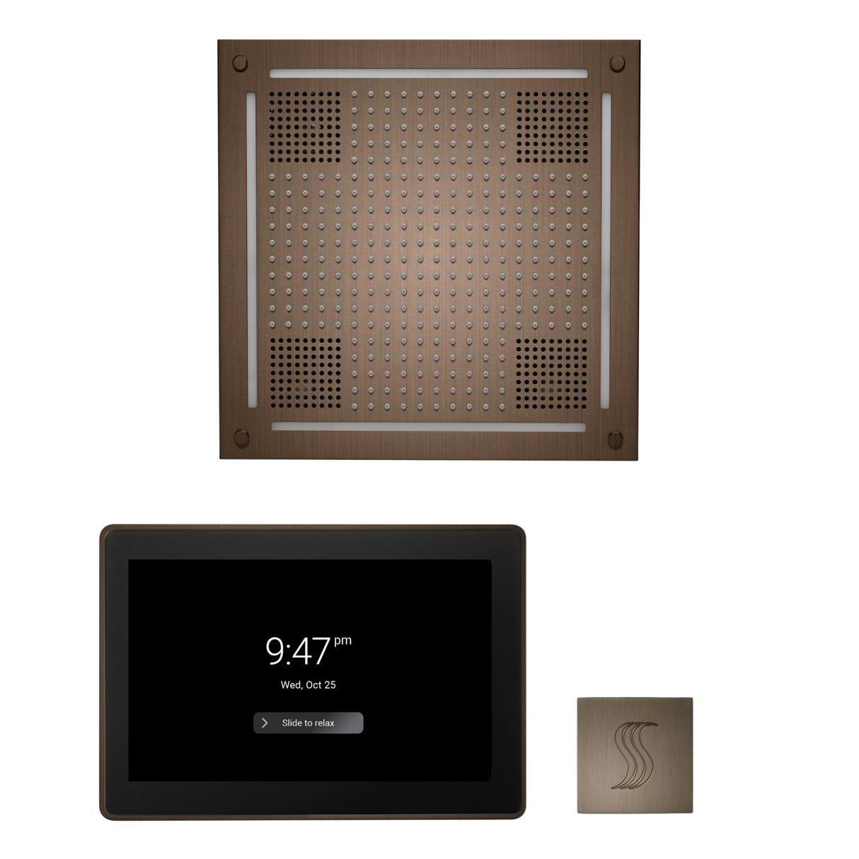 ThermaSol WHSTP15S Wellness Steam Package - HydroVive 18 Rainhead + ThermaTouch2 15" Control + SteamVection Square Steam Head ThermaSol