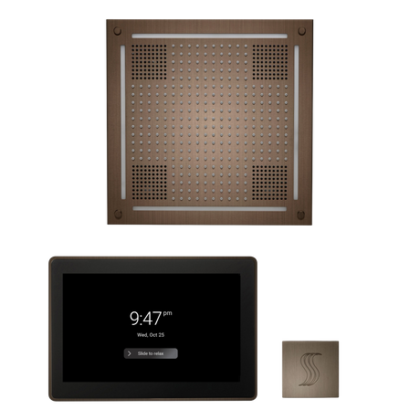 ThermaSol WHSTP15S Wellness Steam Package - HydroVive 18 Rainhead + ThermaTouch2 15" Control + SteamVection Square Steam Head ThermaSol