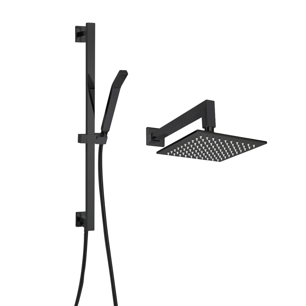 ThermaSol 15-CSPSQ Essential Shower Fixture Package - Rain Canopy + Shower Arm + Hand Shower + Shower Rail + Shower Hose ThermaSol