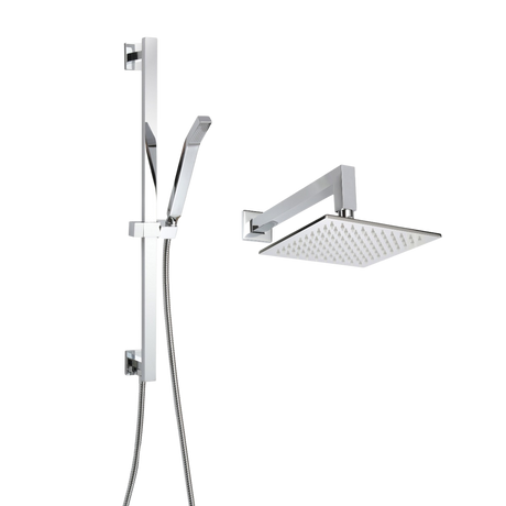 ThermaSol 15-CSPSQ Essential Shower Fixture Package - Rain Canopy + Shower Arm + Hand Shower + Shower Rail + Shower Hose ThermaSol