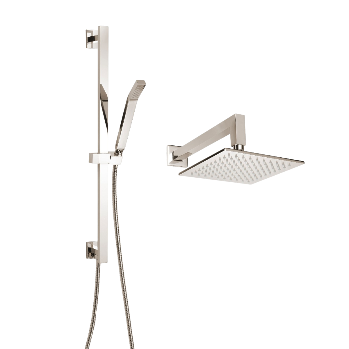 ThermaSol 15-CSPSQ Essential Shower Fixture Package - Rain Canopy + Shower Arm + Hand Shower + Shower Rail + Shower Hose ThermaSol