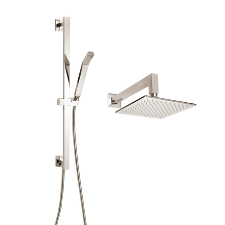 ThermaSol 15-CSPSQ Essential Shower Fixture Package - Rain Canopy + Shower Arm + Hand Shower + Shower Rail + Shower Hose ThermaSol