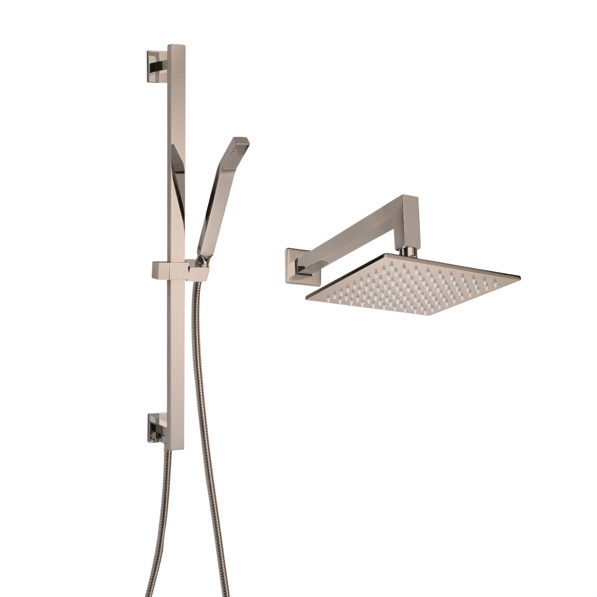 ThermaSol 15-CSPSQ Essential Shower Fixture Package - Rain Canopy + Shower Arm + Hand Shower + Shower Rail + Shower Hose ThermaSol