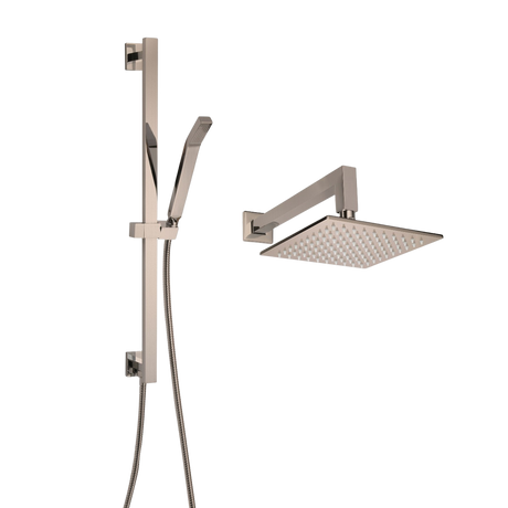 ThermaSol 15-CSPSQ Essential Shower Fixture Package - Rain Canopy + Shower Arm + Hand Shower + Shower Rail + Shower Hose ThermaSol