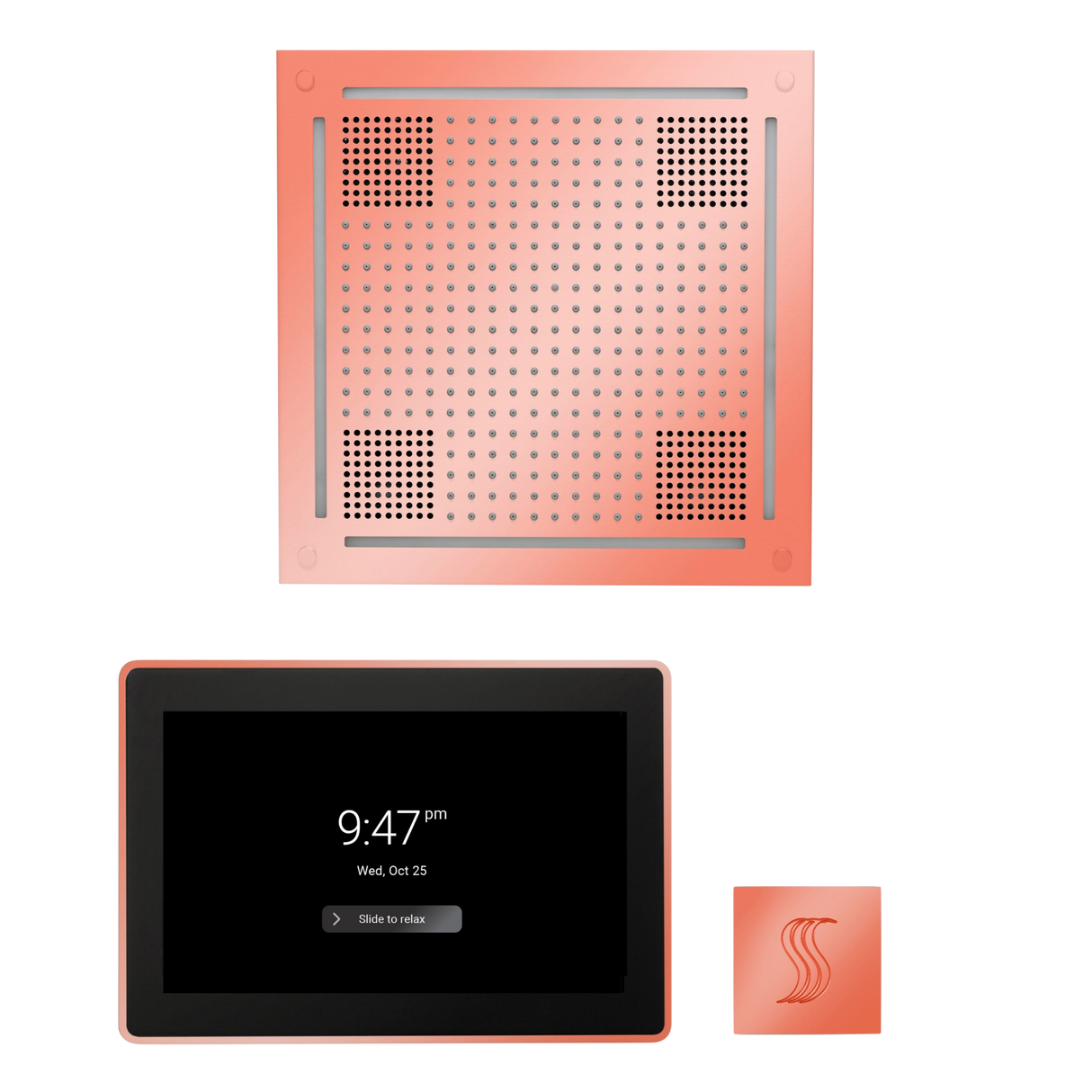 ThermaSol WHSTP15S Wellness Steam Package - HydroVive 18 Rainhead + ThermaTouch2 15" Control + SteamVection Square Steam Head ThermaSol