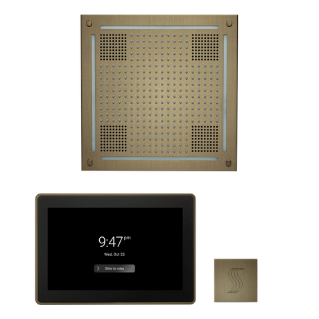 ThermaSol WHSTP15S Wellness Steam Package - HydroVive 18 Rainhead + ThermaTouch2 15" Control + SteamVection Square Steam Head ThermaSol