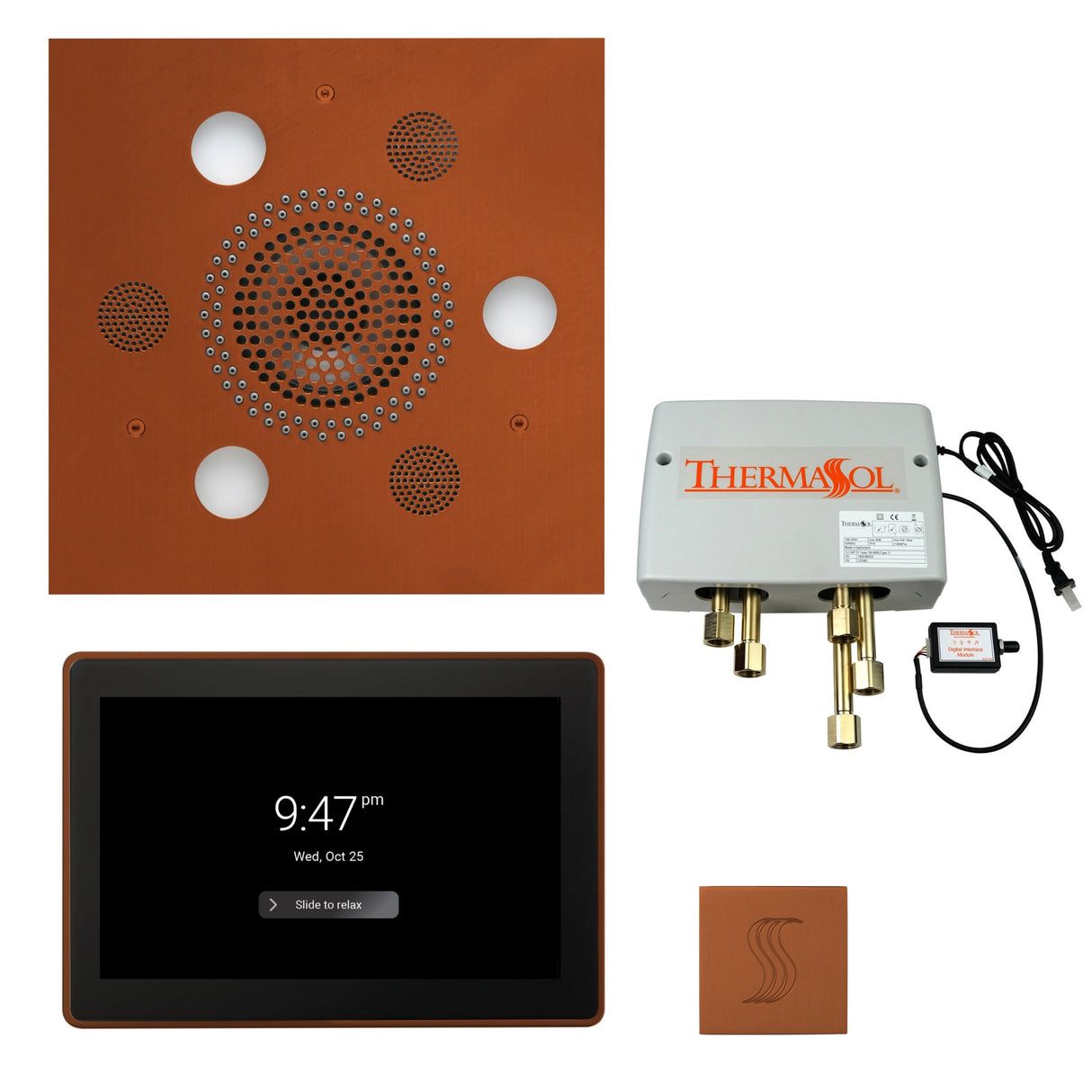 ThermaSol TWP15US Total Wellness Package - Serenity Advanced Square Rainhead + ThermaTouch2 15" Control + Digital Shower Valve + SteamVection Square Steam Head PlumbersCrib.com
