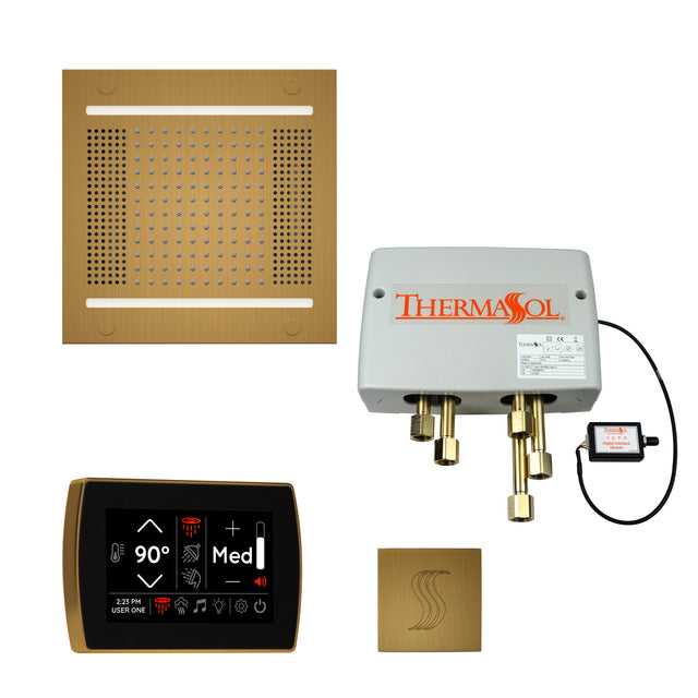 ThermaSol TWPH14SR Total Wellness Package - HydroVive 14 Rainhead + SignaTouch Wall Mount Control + Digital Shower Valve + SteamVection Square Steam Head ThermaSol