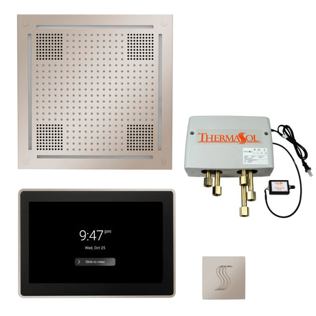 ThermaSol TWPH15US Total Wellness Package - HydroVive 18 Rainhead + ThermaTouch2 15" Control + Digital Shower Valve + SteamVection Square Steam Head ThermaSol