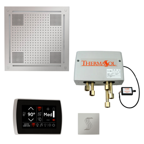 ThermaSol TWPHSR Total Wellness Package - HydroVive 18 Rainhead + SignaTouch Wall Mount Control + Digital Shower Valve + SteamVection Square Steam Head ThermaSol