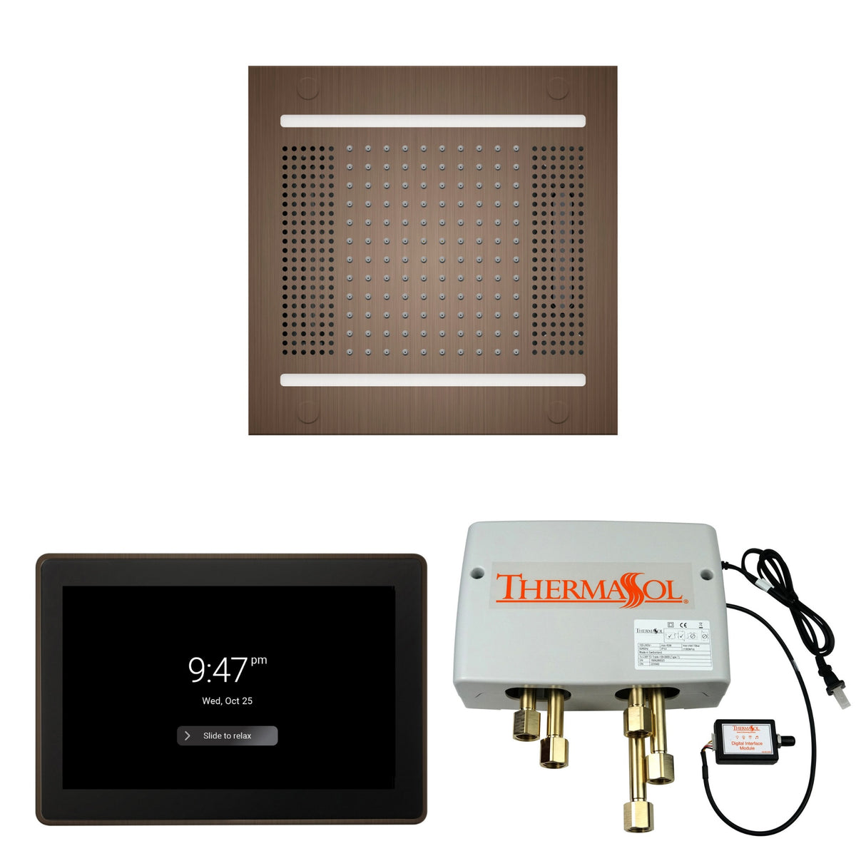 ThermaSol WH14SP15S Wellness Shower Package - HydroVive 14 Rainhead + ThermaTouch2 15" Control + Digital Shower Valve ThermaSol