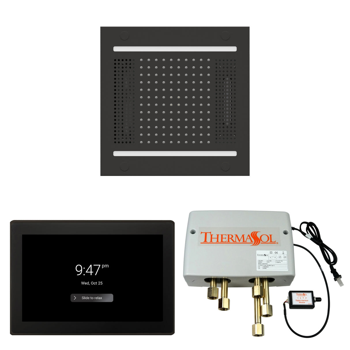 ThermaSol WH14SP15S Wellness Shower Package - HydroVive 14 Rainhead + ThermaTouch2 15" Control + Digital Shower Valve ThermaSol
