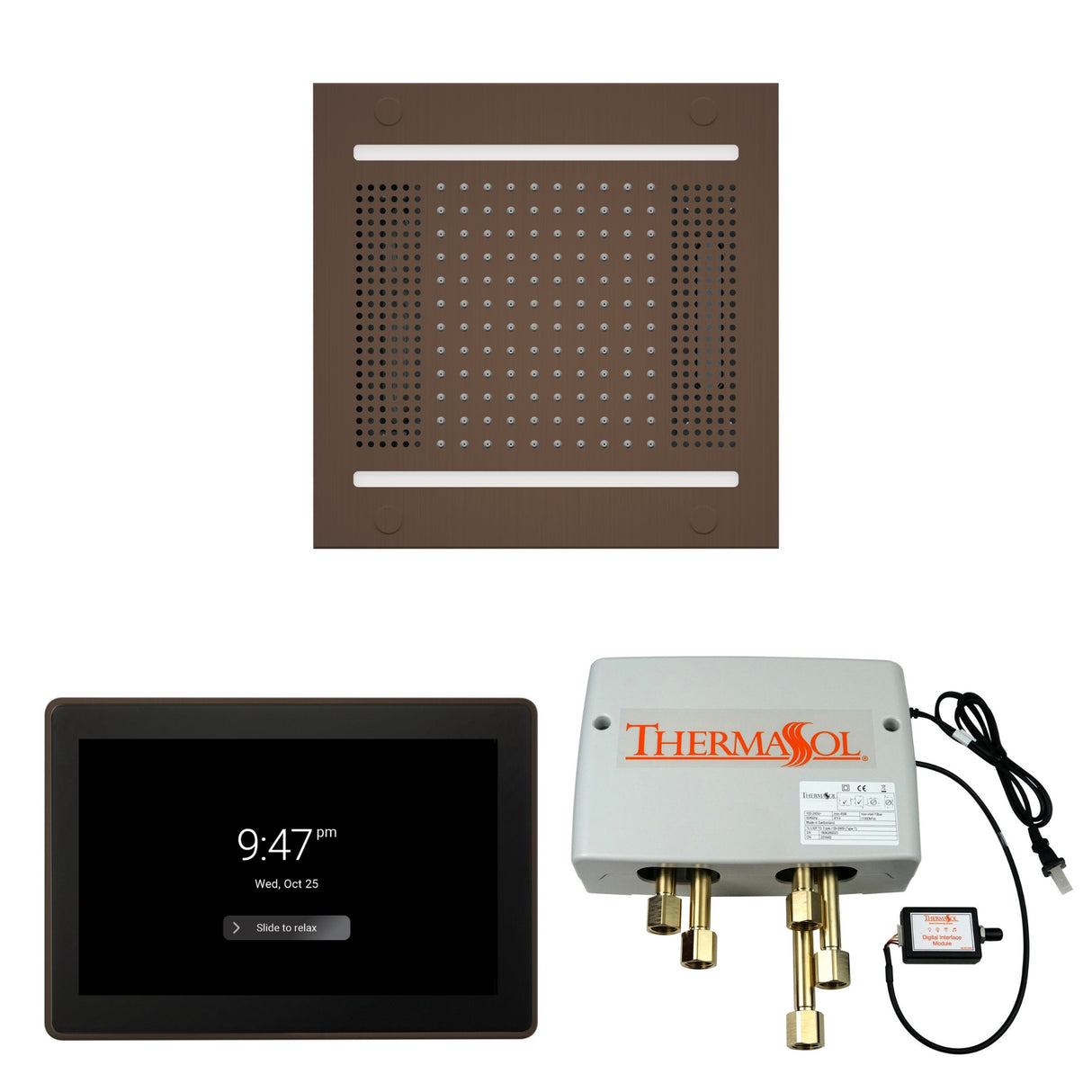 ThermaSol WH14SP15S Wellness Shower Package - HydroVive 14 Rainhead + ThermaTouch2 15" Control + Digital Shower Valve ThermaSol