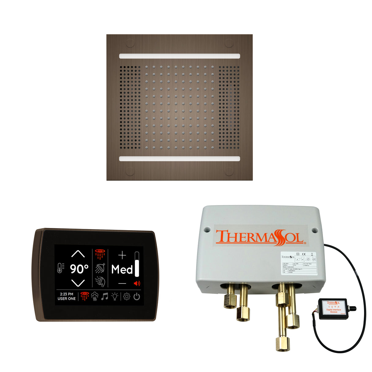 ThermaSol WH14SPSR Wellness Shower Package - HydroVive 14 Rainhead + SignaTouch Wall Mount Control + Digital Shower Valve ThermaSol