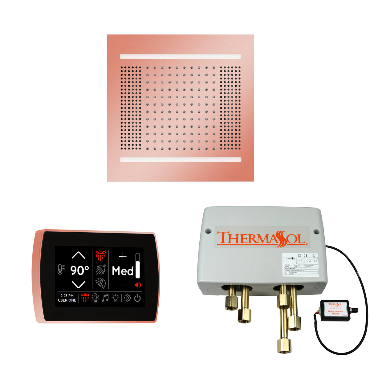 ThermaSol WH14SPSR Wellness Shower Package - HydroVive 14 Rainhead + SignaTouch Wall Mount Control + Digital Shower Valve ThermaSol