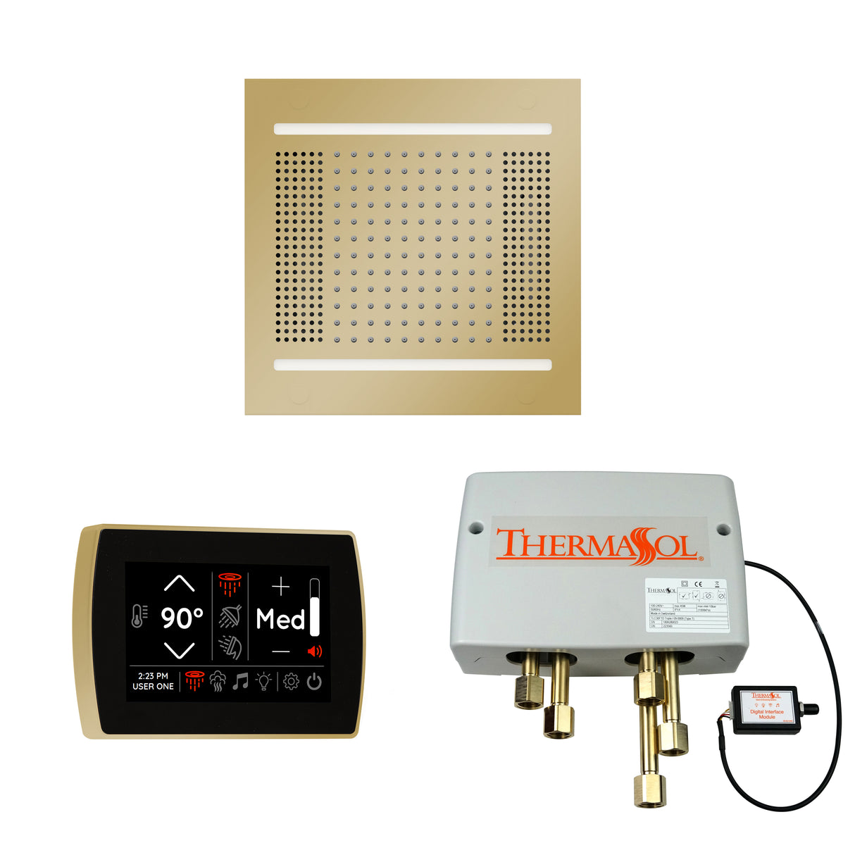 ThermaSol WH14SPSR Wellness Shower Package - HydroVive 14 Rainhead + SignaTouch Wall Mount Control + Digital Shower Valve ThermaSol