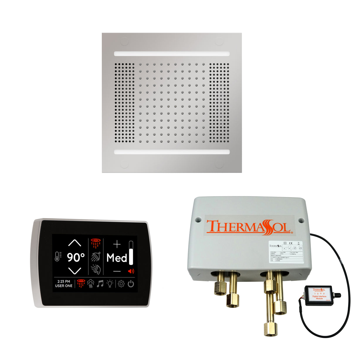 ThermaSol WH14SPSR Wellness Shower Package - HydroVive 14 Rainhead + SignaTouch Wall Mount Control + Digital Shower Valve ThermaSol