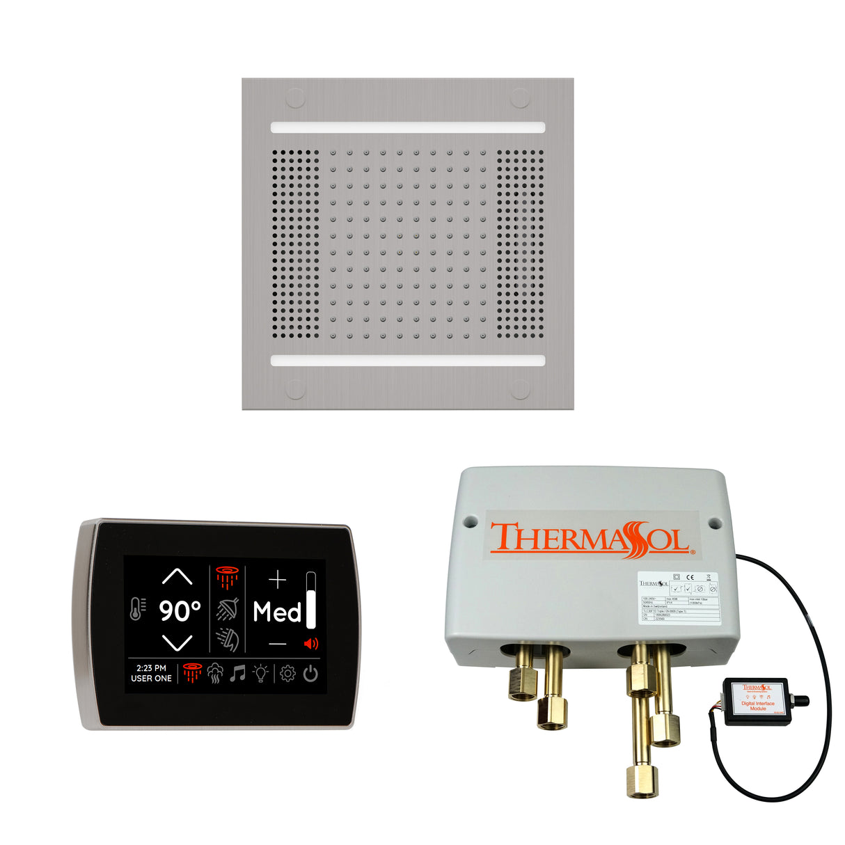 ThermaSol WH14SPSR Wellness Shower Package - HydroVive 14 Rainhead + SignaTouch Wall Mount Control + Digital Shower Valve ThermaSol