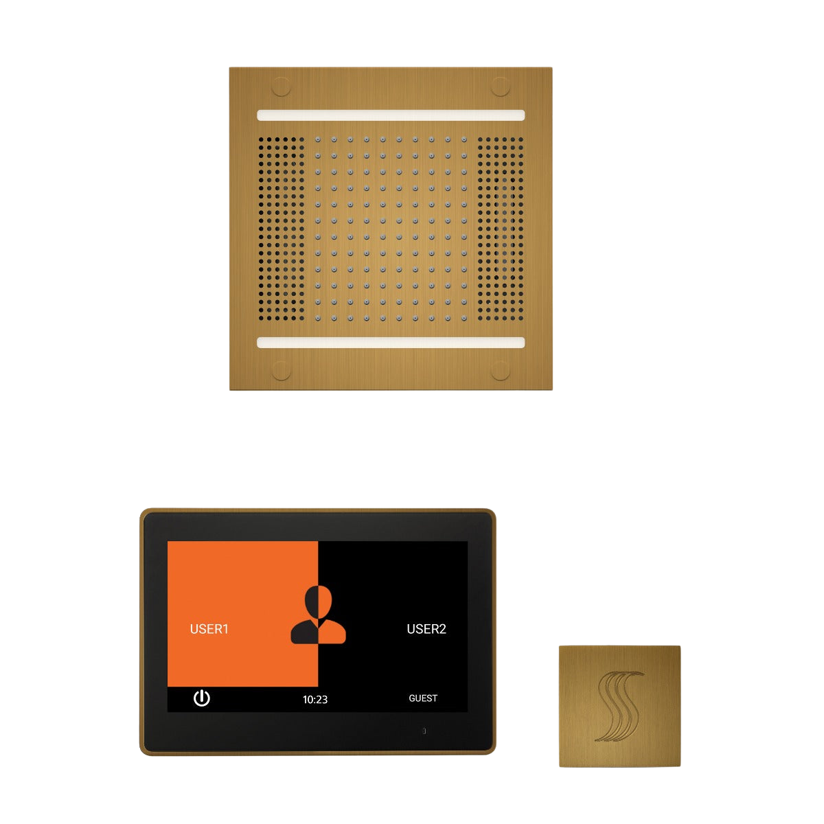 ThermaSol WH14STP10S Wellness Steam Package - HydroVive 14 Rainhead + ThermaTouch2 10" Control + SteamVection Square Steam Head ThermaSol