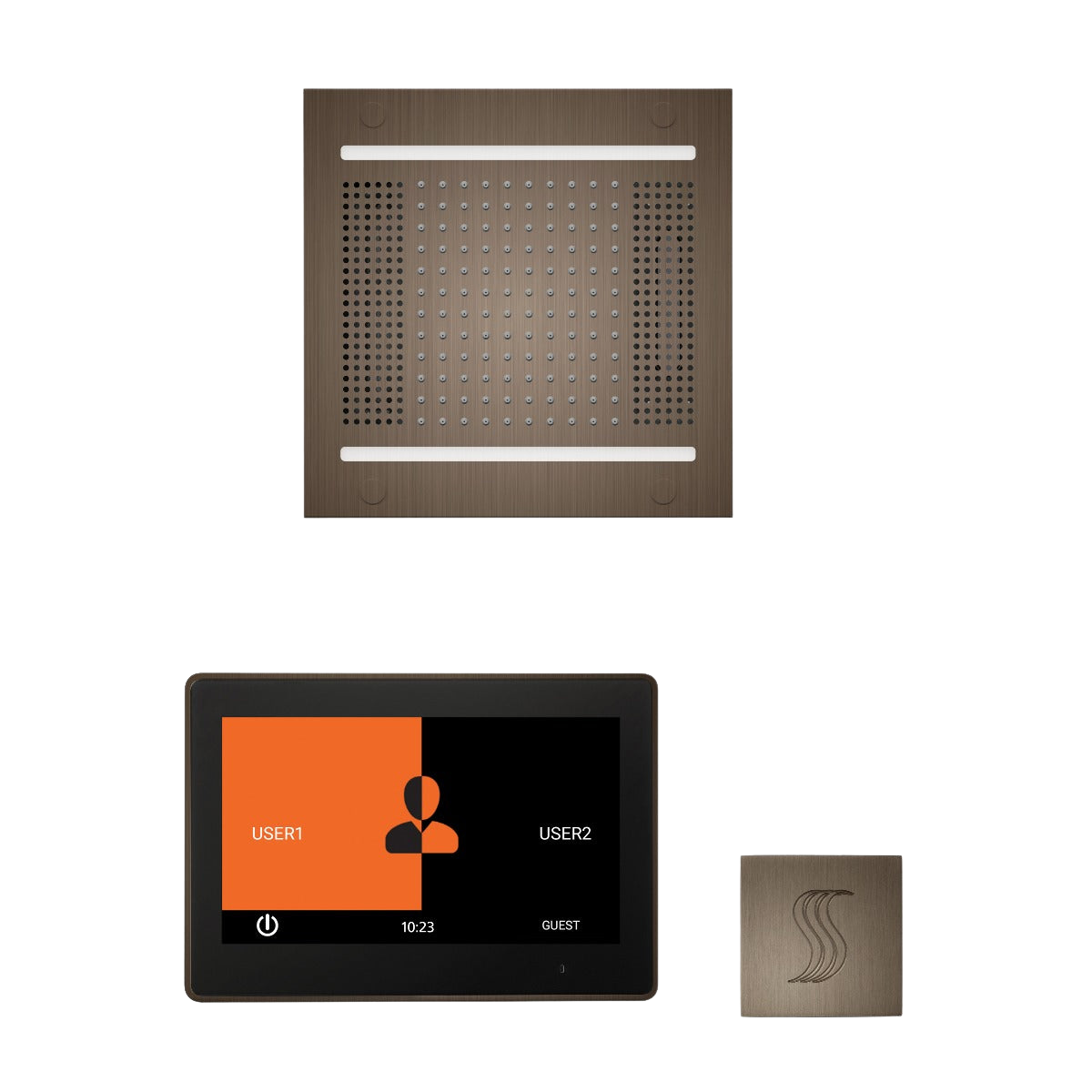 ThermaSol WH14STP10S Wellness Steam Package - HydroVive 14 Rainhead + ThermaTouch2 10" Control + SteamVection Square Steam Head ThermaSol