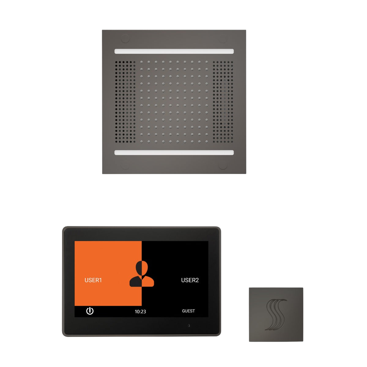 ThermaSol WH14STP10S Wellness Steam Package - HydroVive 14 Rainhead + ThermaTouch2 10" Control + SteamVection Square Steam Head ThermaSol