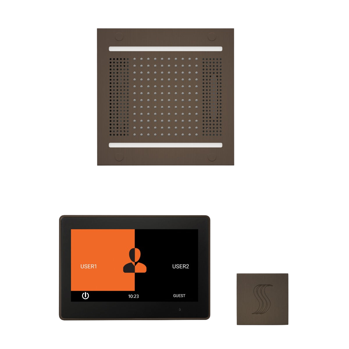ThermaSol WH14STP10S Wellness Steam Package - HydroVive 14 Rainhead + ThermaTouch2 10" Control + SteamVection Square Steam Head ThermaSol