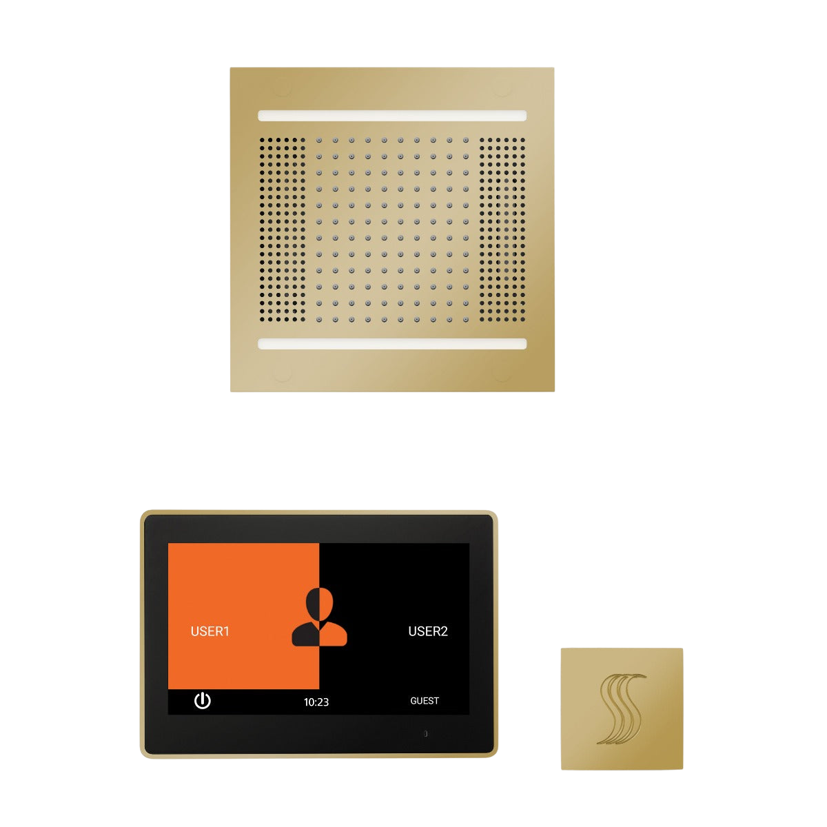 ThermaSol WH14STP10S Wellness Steam Package - HydroVive 14 Rainhead + ThermaTouch2 10" Control + SteamVection Square Steam Head ThermaSol