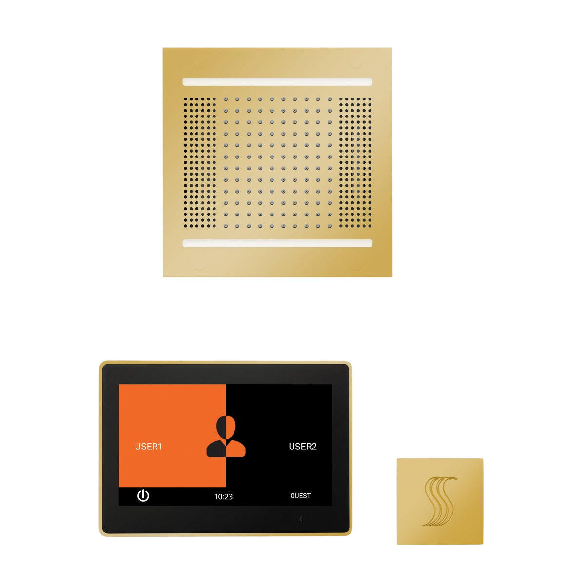 ThermaSol WH14STP10S Wellness Steam Package - HydroVive 14 Rainhead + ThermaTouch2 10" Control + SteamVection Square Steam Head ThermaSol