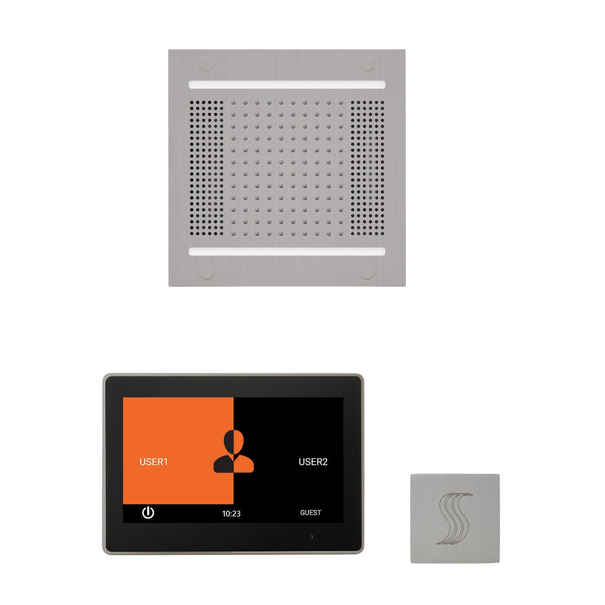 ThermaSol WH14STP10S Wellness Steam Package - HydroVive 14 Rainhead + ThermaTouch2 10" Control + SteamVection Square Steam Head ThermaSol