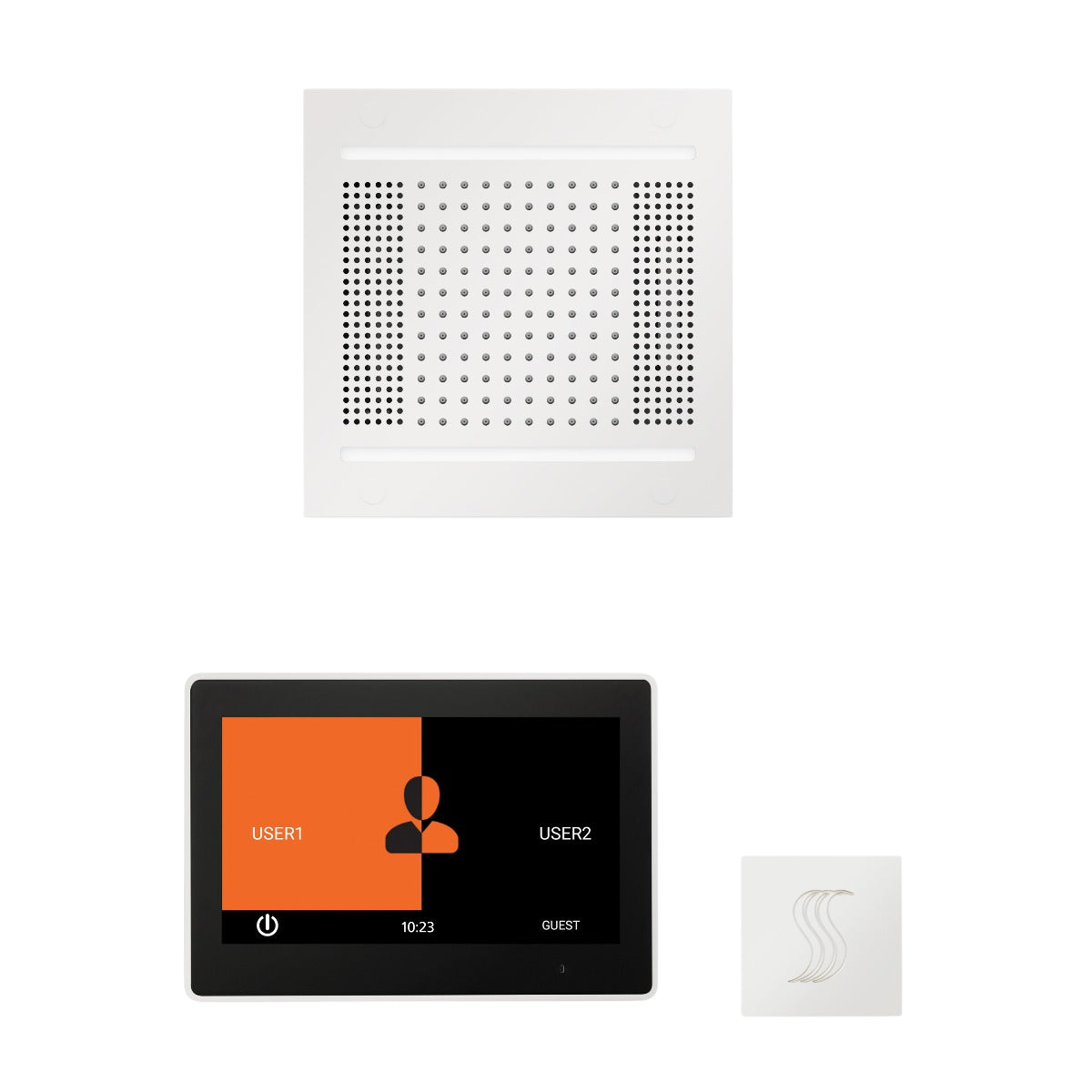 ThermaSol WH14STP10S Wellness Steam Package - HydroVive 14 Rainhead + ThermaTouch2 10" Control + SteamVection Square Steam Head ThermaSol