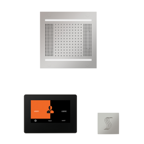 ThermaSol WH14STP7S Wellness Steam Package - HydroVive 14 Rainhead + ThermaTouch2 7" Black Trim Control + SteamVection Square Steam Head ThermaSol