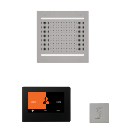 ThermaSol WH14STP7S Wellness Steam Package - HydroVive 14 Rainhead + ThermaTouch2 7" Black Trim Control + SteamVection Square Steam Head ThermaSol