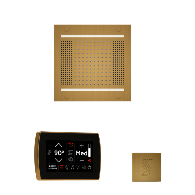 ThermaSol WH14STPSS Wellness Steam Package - HydroVive 14 Rainhead + SignaTouch Recessed Black Trim Control + SteamVection Square Steam Head ThermaSol
