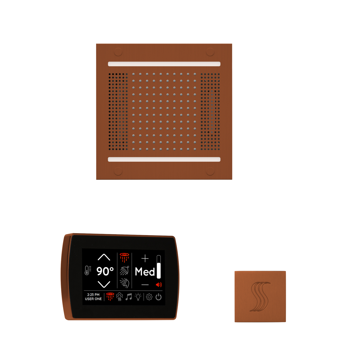 ThermaSol WH14STPSS Wellness Steam Package - HydroVive 14 Rainhead + SignaTouch Recessed Black Trim Control + SteamVection Square Steam Head ThermaSol