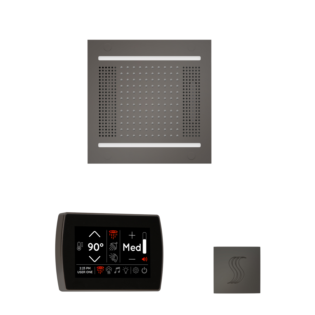 ThermaSol WH14STPSR Wellness Steam Package - HydroVive 14 Rainhead + SignaTouch Wall Mount Control + SteamVection Square Steam Head ThermaSol