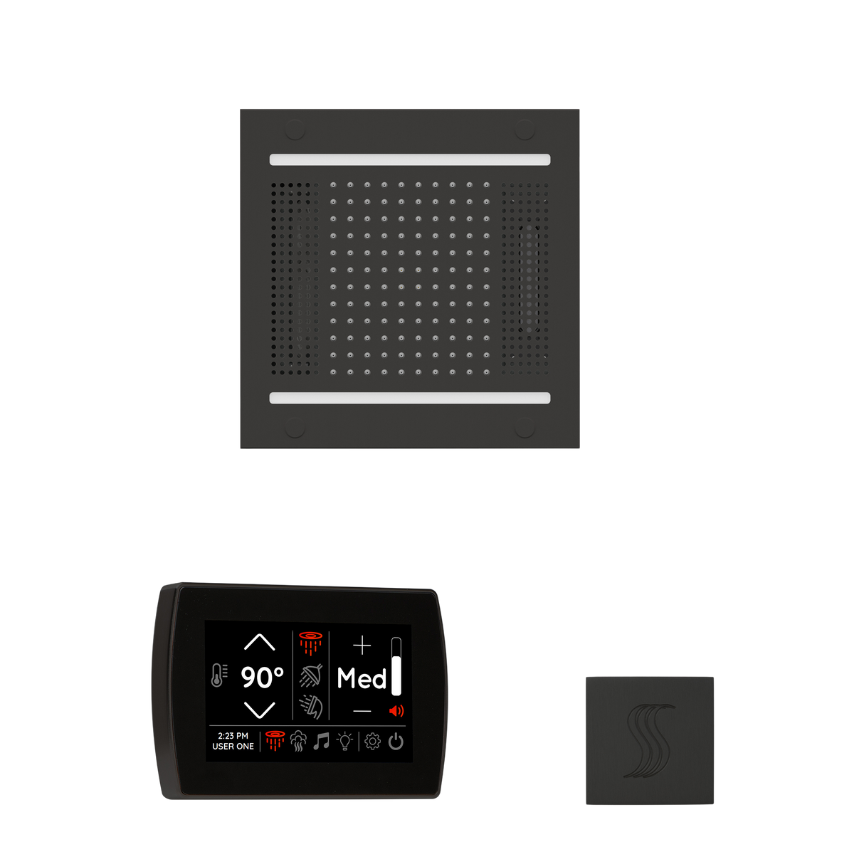 ThermaSol WH14STPSR Wellness Steam Package - HydroVive 14 Rainhead + SignaTouch Wall Mount Control + SteamVection Square Steam Head ThermaSol