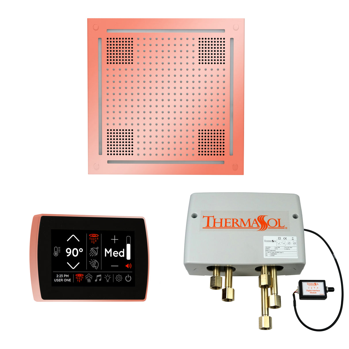ThermaSol WHSPSR Wellness Shower Package - HydroVive 18 Rainhead + SignaTouch Wall Mount Control + Digital Shower Valve ThermaSol
