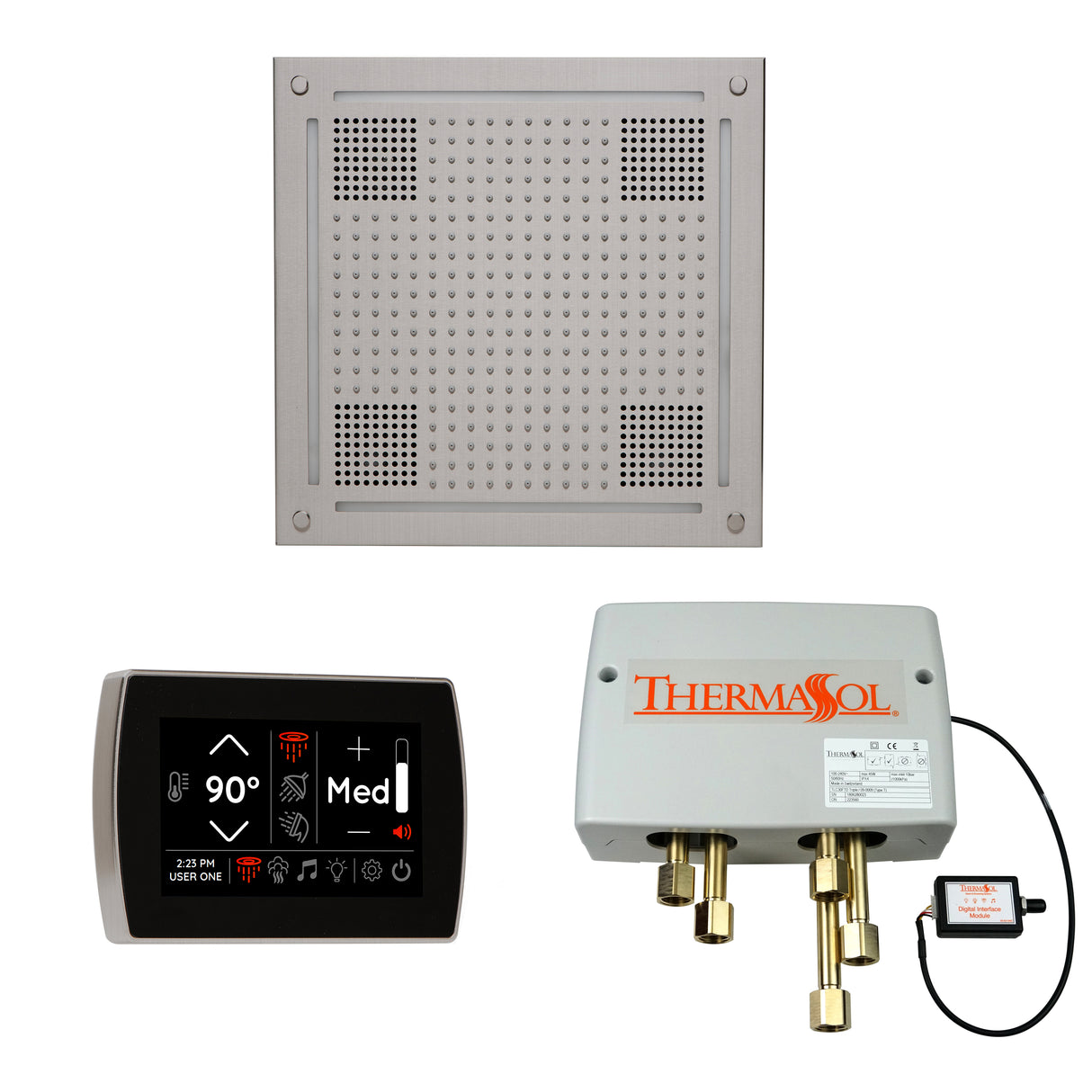 ThermaSol WHSPSR Wellness Shower Package - HydroVive 18 Rainhead + SignaTouch Wall Mount Control + Digital Shower Valve ThermaSol