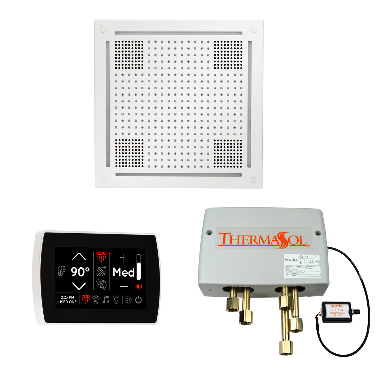 ThermaSol WHSPSR Wellness Shower Package - HydroVive 18 Rainhead + SignaTouch Wall Mount Control + Digital Shower Valve ThermaSol
