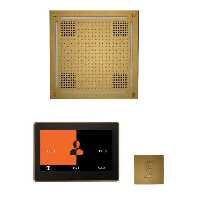 ThermaSol WHSTP10S Wellness Steam Package - HydroVive 18 Rainhead + ThermaTouch2 10" Control + SteamVection Square Steam Head ThermaSol