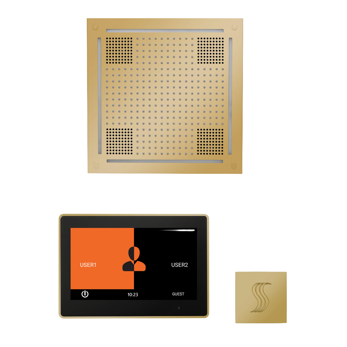 ThermaSol WHSTP10S Wellness Steam Package - HydroVive 18 Rainhead + ThermaTouch2 10" Control + SteamVection Square Steam Head ThermaSol