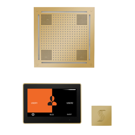 ThermaSol WHSTP10S Wellness Steam Package - HydroVive 18 Rainhead + ThermaTouch2 10" Control + SteamVection Square Steam Head ThermaSol
