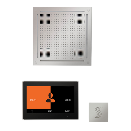 ThermaSol WHSTP10S Wellness Steam Package - HydroVive 18 Rainhead + ThermaTouch2 10" Control + SteamVection Square Steam Head ThermaSol