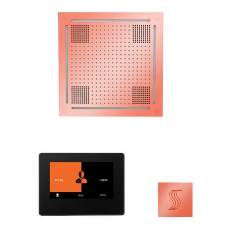 ThermaSol WHSTP7S Wellness Steam Package - HydroVive 18 Rainhead + ThermaTouch2 7" Black Trim Control + SteamVection Square Steam Head ThermaSol